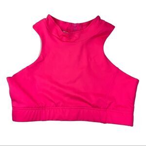 PRETTYLITTLETHING Neon Pink High Neck Back Zip Sports Bra Size 10